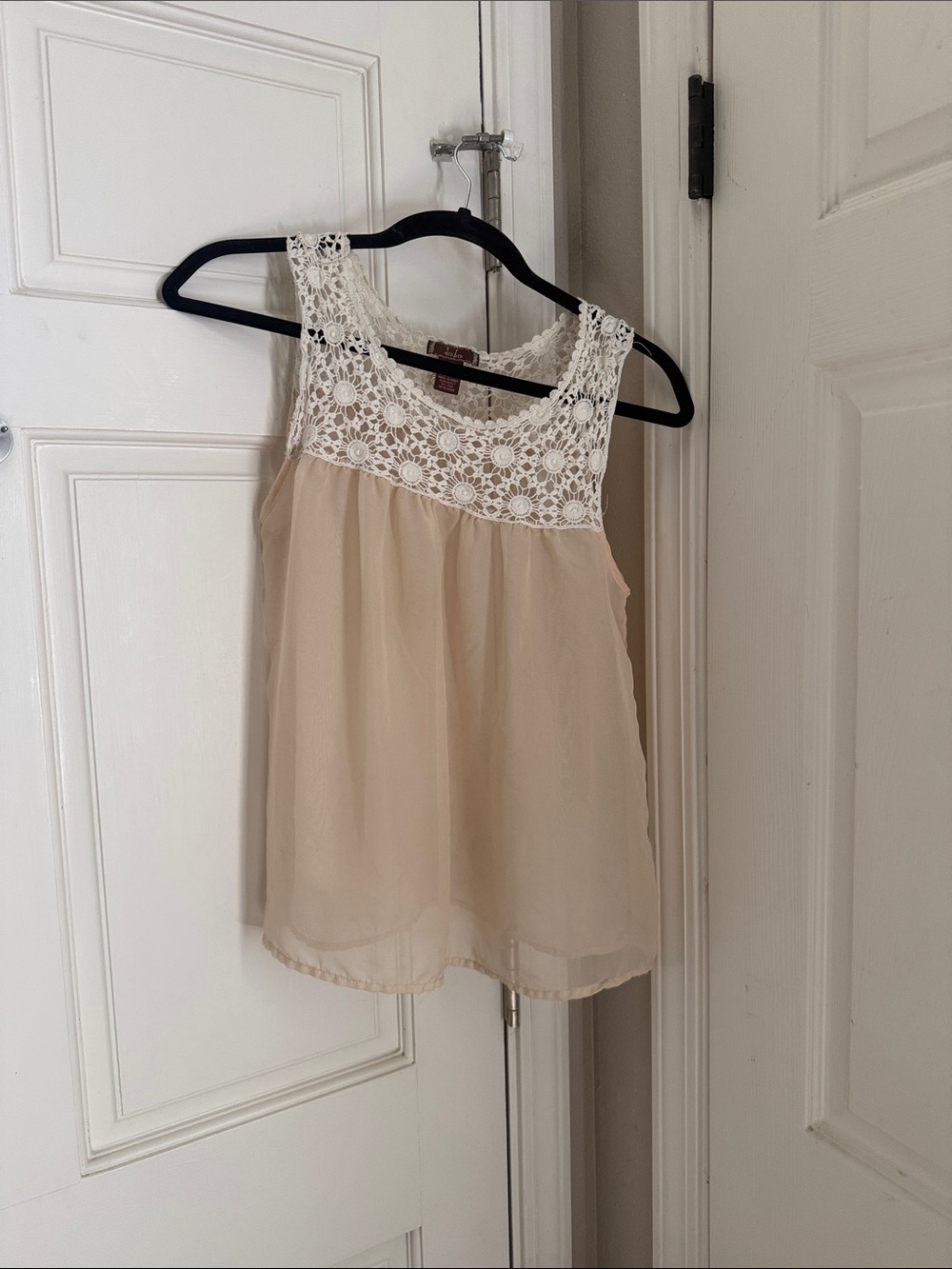 Cream Lace Yoke Chiffon Camisole